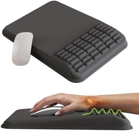 MEKASS Mouse Pad with Wrist Rest, Ergonomic Slope Mousepad for Carpal Tunnel Pain Relief, Memory Foam Desk Computer Wrist Support Mouse Pad with for Office Home (Dark Gray)