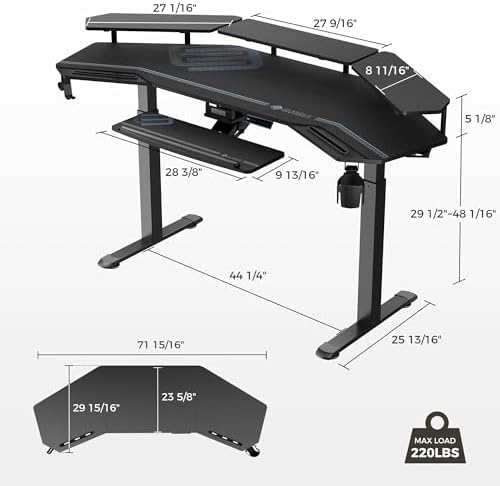 EUREKA ERGONOMIC Gaming Desk, 72" Electric Standing Desk with Keyboard Tray