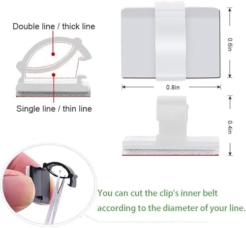 Cable Clips Self with 3M Adhesive Cord Organizer, Wire Holder Clamp Management Sticky for Desk Car Dash Cam Tables Wall, White 30pcs