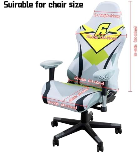 Gaming Chair Covers,Stretchable Computer Chair Cover,Ergonomic Office Chair Cover,for Anti Cat Scratch Protection of Computer Gamer Chair Slipcovers,Racing Chair Covers (Only Covers,Player 6)