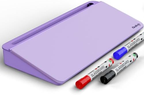 Chalkola Lavender Glass Desktop Whiteboard with Storage + 3 Markers