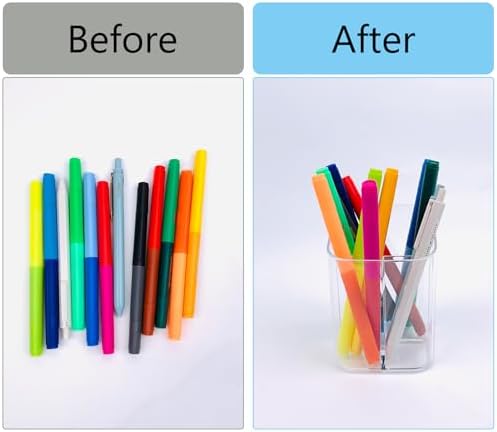Newkita Acrylic Clear 3 Slots Pencil Pen Holder for Desk, Desktop Makeup Brush Storage Organizer Pen Cup Stand for Office School Home
