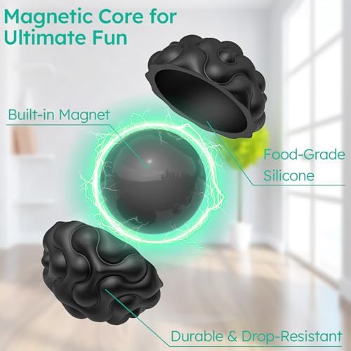 Silicone Magnetic Balls, Fidget Toys for Adults & Teens, 6PCS Stress Balls Sensory Toy, Quiet Magnet Desk Fidgets with Textured, ADHD Anxiety Relief Items, Fun Stocking Suffers Gifts (Landscape)
