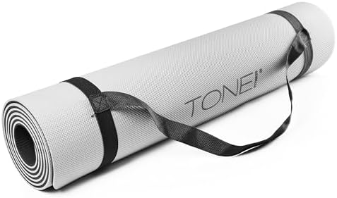 TONE Fitness 1/4" Yoga Mat, Non-Slip Exercise & Pilates Mat with Strap