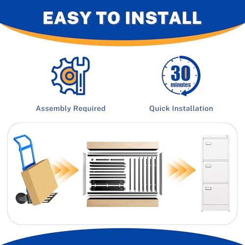 BYNSOE 3 Drawer File Cabinet with Lock Metal Vertical File Storage Cabinet Office Home Steel Vertical File Cabinet for A4 Legal/Letter Size Narrow File Cabinet Locked,Assembly Required