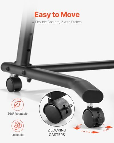 VEVOR Cycling Desk, Adjustable Bike Trainer & Treadmill Desk with Triangle Support, Non-Slip Multi-Slot Bike Trainer Fitness Desk with Handle Bar, Fit for Home Office Exercise