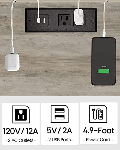 TUTOTAK End Table with Charging Station, Side Table Set of 2, Nightstand