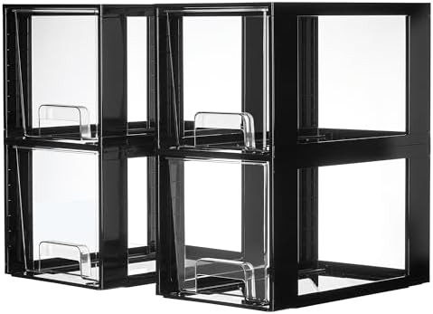 Vtopmart 4 Pack Large Stackable Storage Drawers, Black