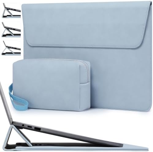 HYZUO 13.3-14 Inch Laptop Case Sleeve with Adjustable Stand, Pale Blue