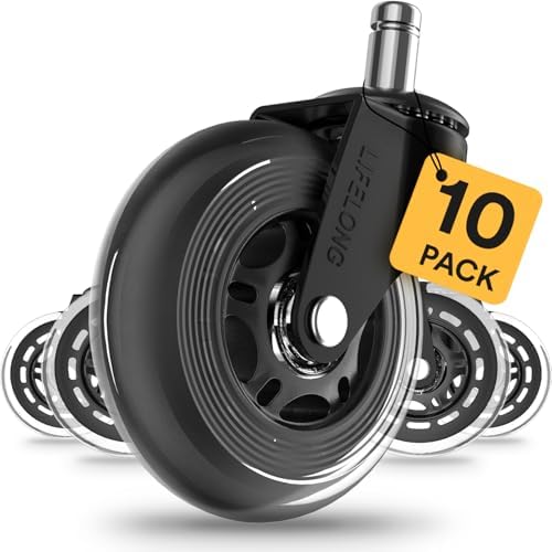Lifelong Office Chair Wheels Replacement, Heavy Duty, 10 Pack Fits 98%