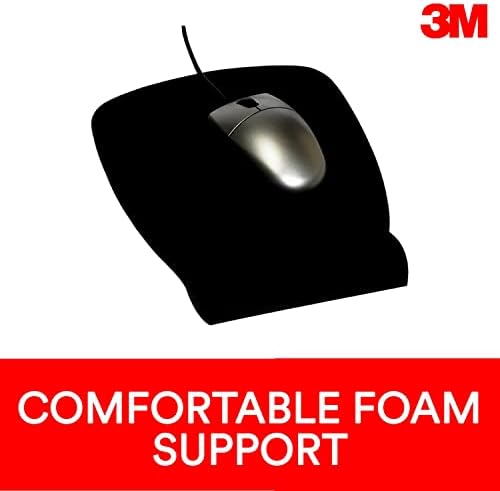3M Antimicrobial Foam Mouse Pad with Wrist Rest, 8.62 x 6.75, Black