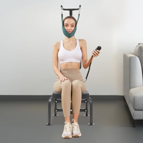 Neck Stretching Training Equipment, 55W lectric Neck Stretcher Cervical Traction Device, 6000N Cervical Traction Device with Sturdy Feet for Rehabilitation Centers Sanatoriums