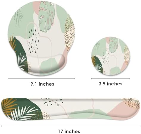 Britimes Ergonomic Mouse Pad Set with Wrist Rest, Boho Leaves