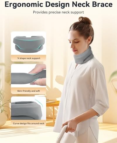 Heated Neck Brace Cervical Collar, Neck Support Brace with Heating Pad