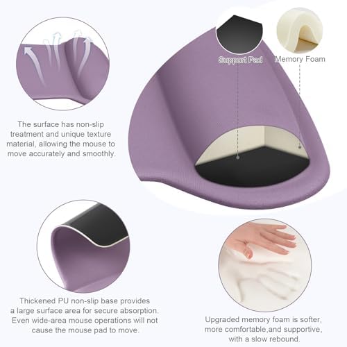 MOSISO Wrist Rest Support for Mouse Pad & Keyboard Set, Ultra Violet