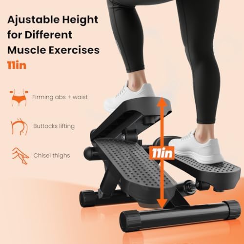 Sweetcrispy Mini Stair Steppers with Resistance Bands for Exercise at Home, Portable Exercise Twist Stepper Machine for Full Body Workout, 300LBS Capacity