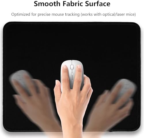 Black Office/Gaming Mouse Pad, 10.2 x 8.2 Inches Cute Stitched Desk Mat