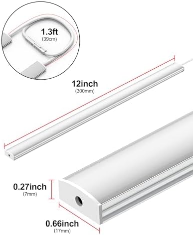 Plug-in Under Cabinet Lighting, Dimmable Counter Lights for Kitchen, 2pcs 12 Inch, Cold White 6000K Linkable USB Led Closet Light, Wired Indoor Night Lights Bar for Desk, Sink,Workbench