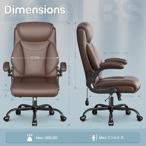 Ergonomic Office Chair,Inflatable Lumbar Support High Back Chair,Brown