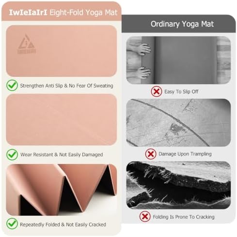 IwIeIaIrI Foldable POE Non Slip Yoga Pilates Mat– 1/4" (6mm) Thick