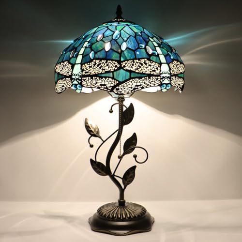 Tiffany Table Lamp Stained Glass Bedside Reading Light W12H19 inch