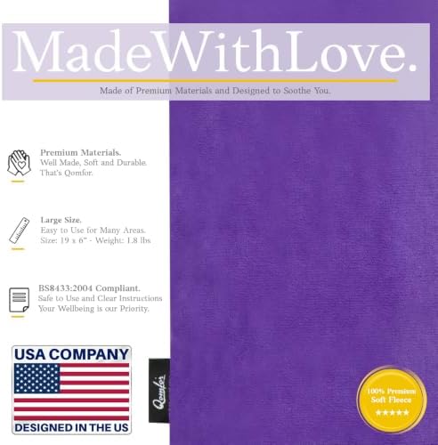 Qomfor - Microwavable Heating Pad - Purple - Lavender Scented Heat Pack - Therapeutic Heat Wrap for Neck, Shoulders & Period Cramps Pain Relief - Reusable Hot/Cold Therapy Bag