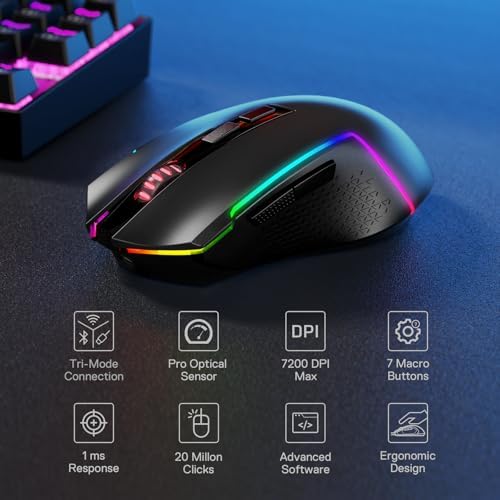 Redragon S136 Combo, K628 PRO 75% Wireless Gaming Keyboard + 7200 DPI Mouse