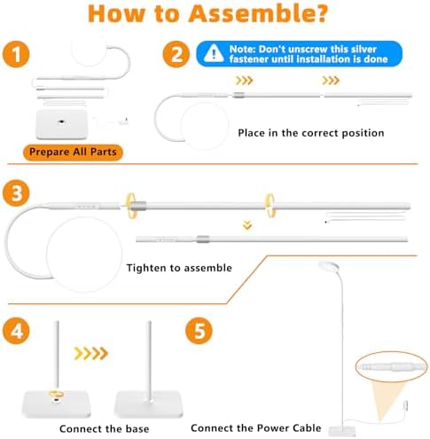 PACOVY Floor Lamp, Adjustable Height Floor Lamps for Living Room Bedroom, 252 LED Super Bright Standing Lamp Remote Control, Dimmable Gooseneck Tall Stand Reading Lamp Light for Office Craft, White