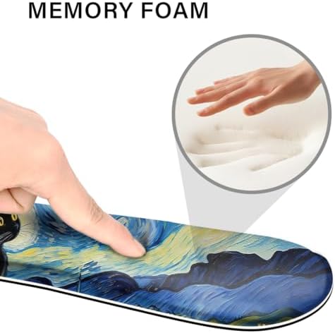 Desk Pad and Keyboard Wrist Rest, Large Mouse Pad + Keyboard Pad+Mouse Wrist Support, Non-Slip Desk Mat Protector for Office, Home 31.5×11.8 Inches Starry Night Cat
