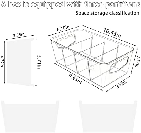 SPACELEAD 4 Pack Clear Drawer Organizers with Dividers, Plastic Bins