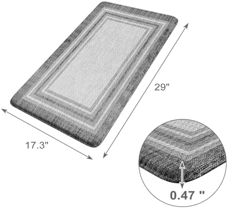 KIMODE Anti Fatigue Kitchen Mat, Grey Small Cushioned Kitchen Rug 17.3"x29"