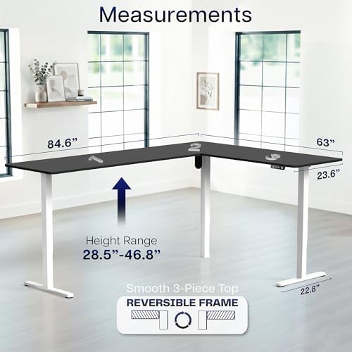 VIVO Black 84 x 63 in Corner Standing Desk, DESK-E3CTWB-84