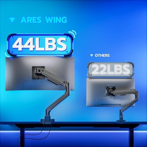 ARES WING Ultrawide Monitor Desk Arm with USB A/C for 17 to 49 Inch Screen
