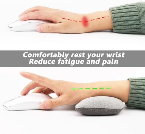 Large Mouse Wrist Rest Bean Bag, Ergonomic Mouse Support Pad Filled Ergo Beads for Computer, Laptop, PC Gaming (Gray)