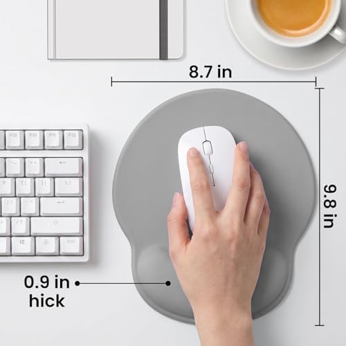 Mouse pad with Wrist Rest,Relieving Pain Memory Foam Computer pad, Ergonomic Desktop Mouse, Silicone Material Mouse pad, with Non-Slip PU Base (Grey)