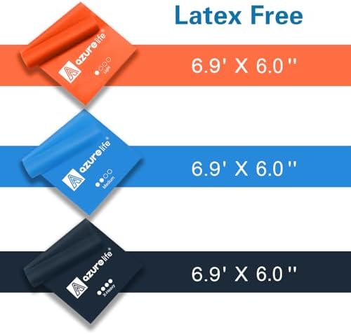 A AZURELIFE Resistance Bands,Professional Long Non-Latex Elastic Stretch Bands,Exercise Bands for Physical Therapy, Yoga, Pilates, Rehab, at-Home or The Gym Workouts, Strength Training