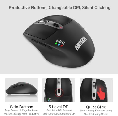 Arteck Universal Multi-Device Bluetooth Keyboard and Mouse Full Size Wireless Bluetooth Keyboard and Ergonomic Mouse Set for Windows, iOS, Android, Computer Desktop PC Laptop iPad Tablet Smartphone