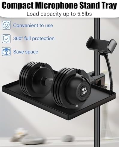 BILIONE Mic Stand Tray 10.6" x 7.8" Large with Crab Clamp for Mixers & Gear
