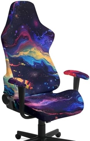 Gaming Chair Seat Cover Galaxy Purple Office Seat Covers with Armrest Cover Reclining Desk Chair Protector Cover Decor for Home Gameroom