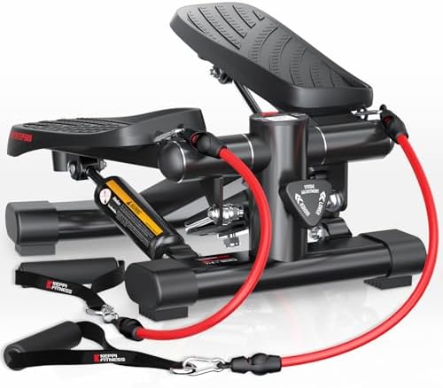 Keppi Fitness Stair Stepper, Steppers for Exercise at Home, Stepper with 2 Pairs of Resistance Bands for Efficient Cardio - Fitstep Series