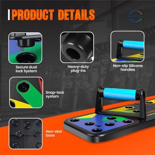 Foldable Push Up Board with 5 Resistance Bands, Home Gym Workout Equipment