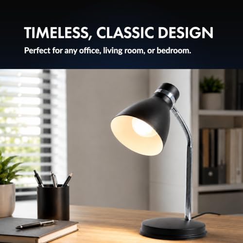 Newhouse Lighting NHDK-OX-MBK Oxford Matte Black Metal Flexible Classic Desk or Table Lamp for Office or Bedroom Use