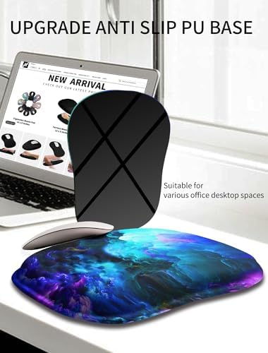 Hokafenle Ergonomic Wrist-Hugging Mouse Pad Wrist Support, U-Shaped Holding Wrist Rest Mousepad for Carpal Tunnel Pain Relief with Cushioned Memory Foam Slope Massage Bulge (10.2x8.3 in,Nebula)