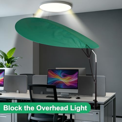 50'' Office Cubicle Desk Shade Foldable Light Shield to Block Anti-Glare Cover for Light Sensitive Professionals Adjustable Height and Rotatable Direction Cubicle Light Shade with Clamp (green)