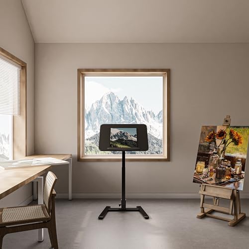alawooder 25" Mobile Folding Desk: Pneumatic Sit-Stand, No Assembly