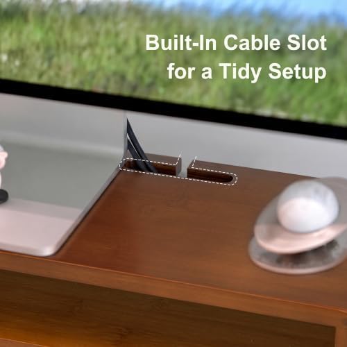 Bamboo Monitor Stand Riser with Drawer