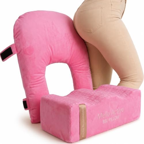 Mello Active BBL Pillow After Surgery Recovery Set – Doctor-Recommended BBL Pillow with Back Support Cushion – Firm, Lightweight & Portable – Ultimate Comfort for Home, Car & Office Pink