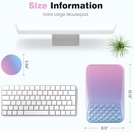Ospelelf Mouse Pad with Wrist Rest Ergonomic Comfortable Pain Relief Mousepad Wrist Support for Computer Purple
