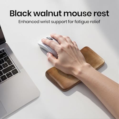 Mouse Wrist Rest for One-Hand Gaming Keypad, Ergonomic Walnut Rest