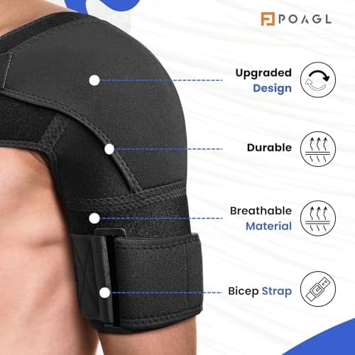 Adjustable Shoulder Brace for Men - Both Left and Right Arm - Pain Relief for Torn Rotator Cuff, Compression Support Sleeve for Dislocation, Bursitis, Tendonitis (Black, X-Large)